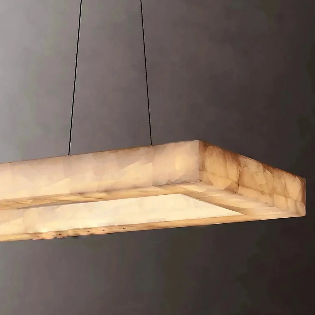 Moonshade Natural Marble Rectangular Chandelier