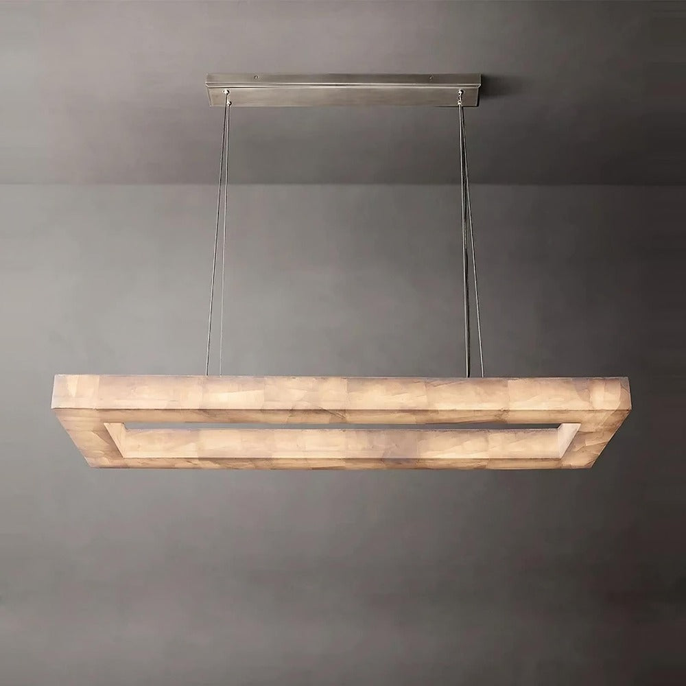 Moonshade Natural Marble Rectangular Chandelier