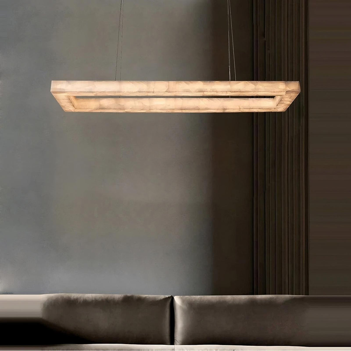 Moonshade Natural Marble Rectangular Chandelier