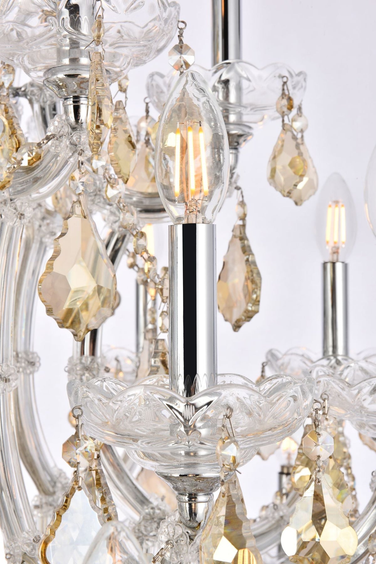 Maria Theresa 38" Wide Chrome and Golden Crystal Chandelier