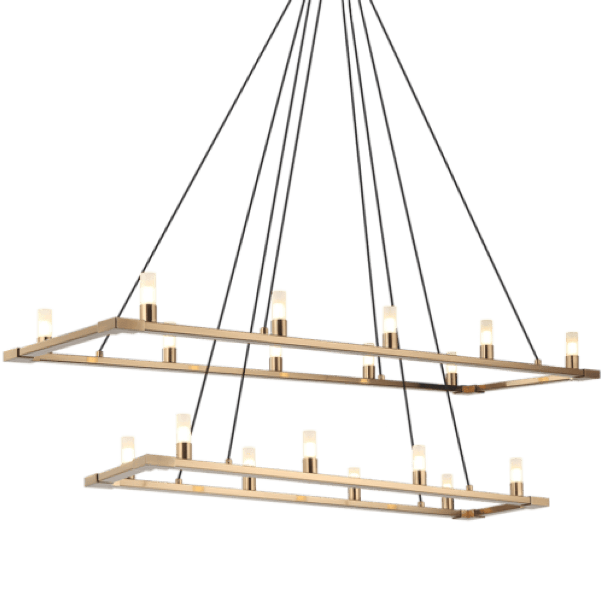 Cascadian Chandelier, 18-Light, Aged Gold Brass, Opal Glass Shade, 48"L (C75218AG 305XUVR)
