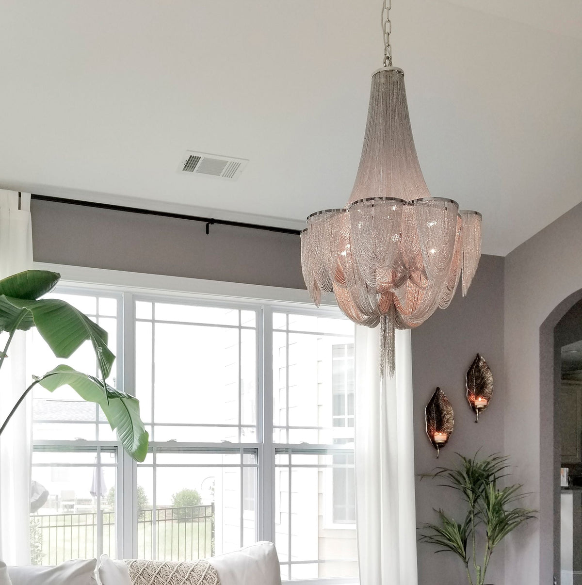 Maxim Chantilly 34" Wide Nickel Jewelry Chain Chandelier