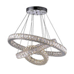 Interwoven Circle Design Chandelier Large Foyer Metal Crystal Ceiling Light