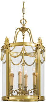 Metropolitan 4-Light 15.25-in Dore Gold Foyer Pendant with Glass Shade