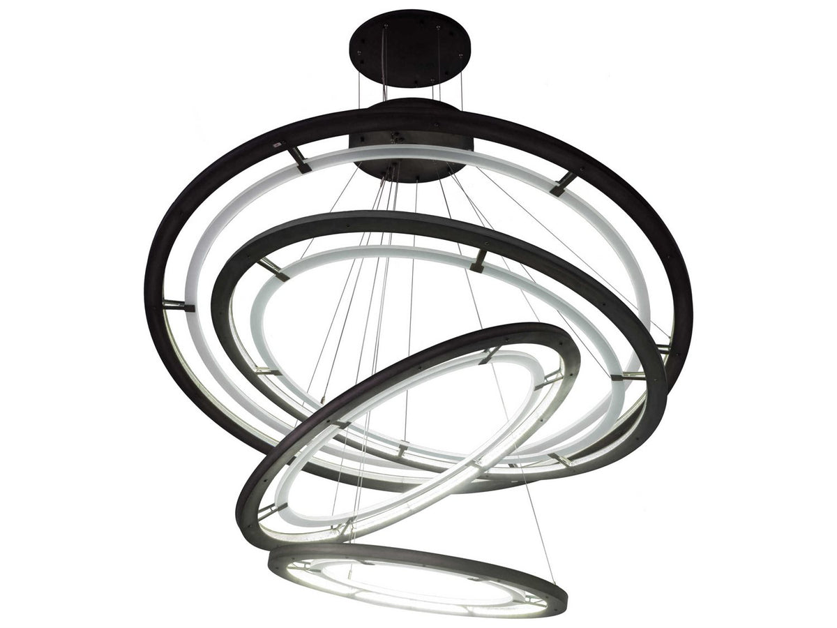 Meyda Anillo Led Steel Glass Round Tiered Pendant