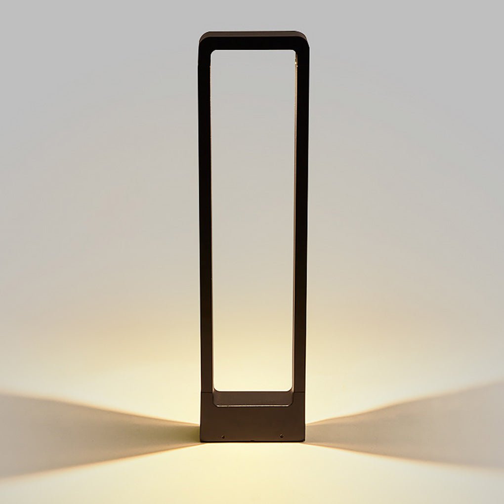 Rectangular Frame Waterproof Led Black Modern Outdoor Light Post Lamp