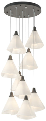 Mobius 20.8"W 9-Light Round Iron Standard Pendant w/ Spun Frost Shade