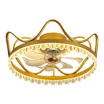 Round Stepless Dimming LED Retractable Ceiling Fan Lights with Remote Control