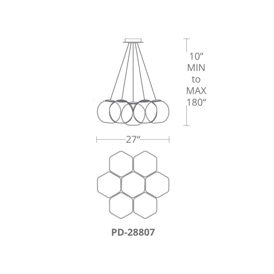 Cosmic 7 Light 27" Wide Integrated LED Suspension Multi Light Pendant