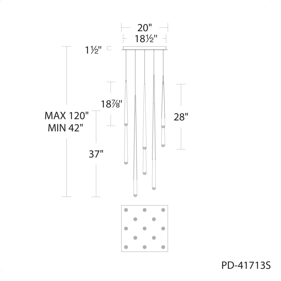 Cascade 13 Light 20" Wide LED Crystal Multi Light Pendant