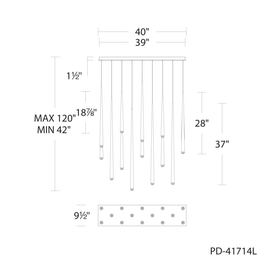 Cascade 14 Light 10" Wide LED Crystal Multi Light Pendant