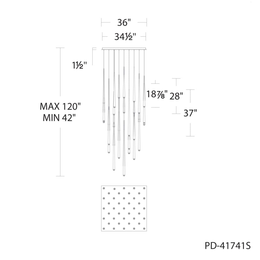Cascade 41 Light 36" Wide LED Crystal Multi Light Pendant