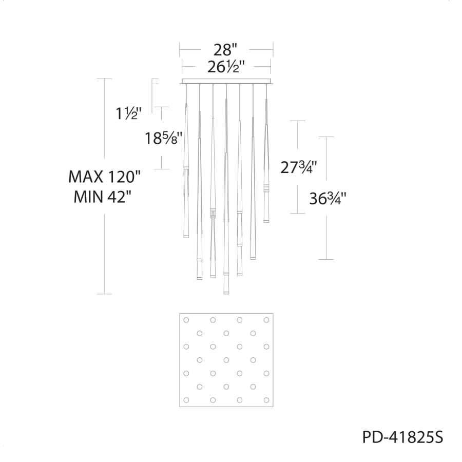 Cascade 25 Light 28" Wide LED Suspension Multi Light Pendant