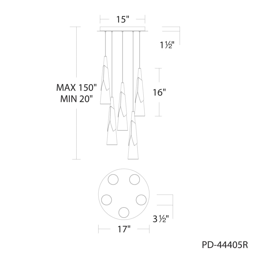 Kilt 5 Light 17" Wide LED Suspension Multi Light Pendant