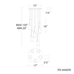 Kilt 5 Light 17" Wide LED Suspension Multi Light Pendant