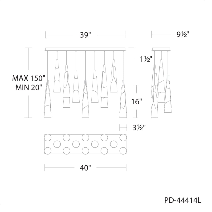 Kilt 14 Light 10" Wide LED Suspension Multi Light Pendant