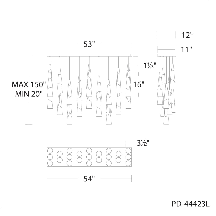 Kilt 23 Light 12" Wide LED Suspension Multi Light Pendant
