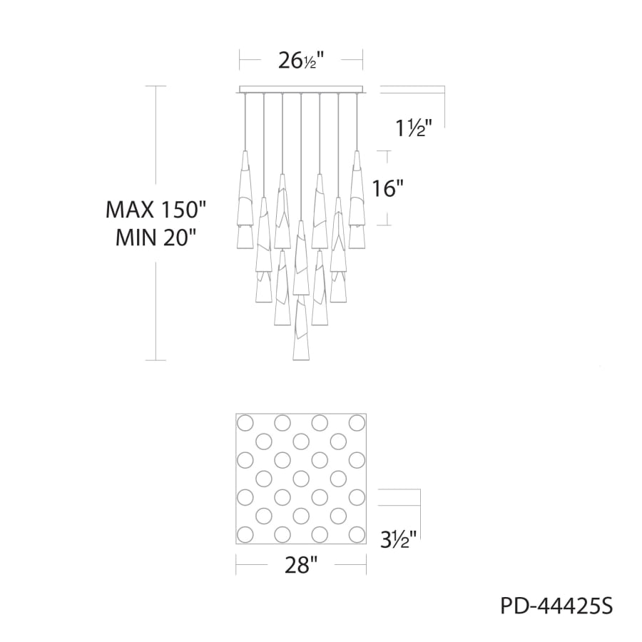 Kilt 25 Light 28" Wide LED Suspension Multi Light Pendant