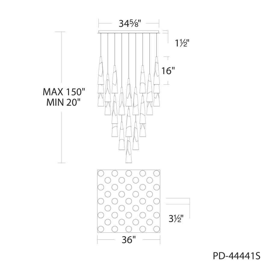 Kilt 41 Light 36" Wide LED Suspension Multi Light Pendant