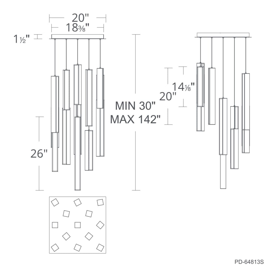 Chaos 13 Light 20" Wide LED Suspension Multi Light Pendant