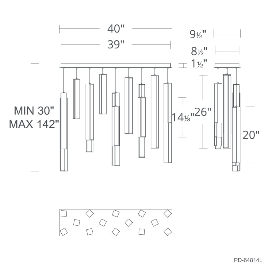 Chaos 14 Light 10" Wide LED Suspension Linear Pendant