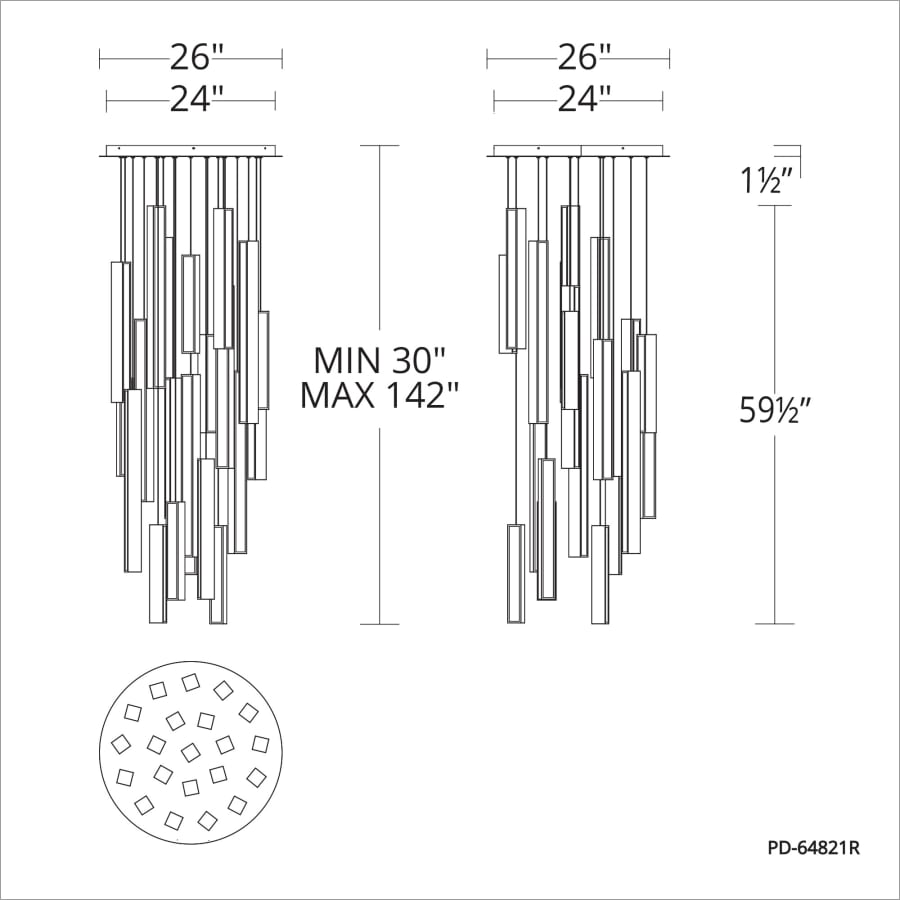 Chaos 21 Light 26" Wide LED Multi Light Pendant