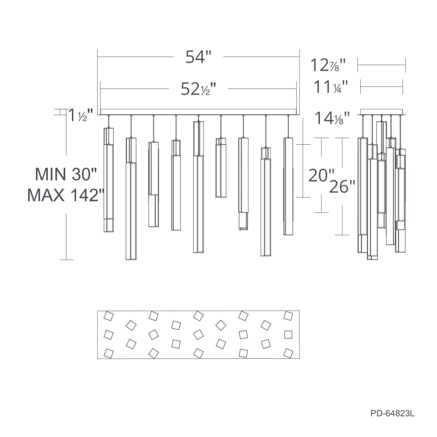 Chaos 23 Light 12" Wide LED Suspension Linear Pendant