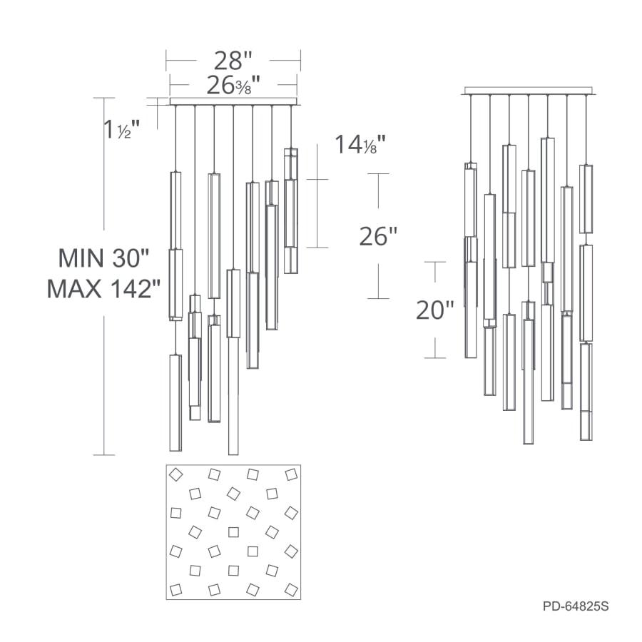 Chaos 25 Light 28" Wide LED Suspension Multi Light Pendant