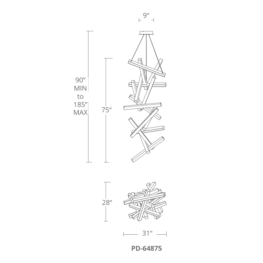 Chaos 31" Wide LED Suspension Chandelier