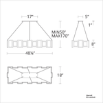 Fury 48" Wide LED Suspended Linear Chandelier with Opal Glass Shade