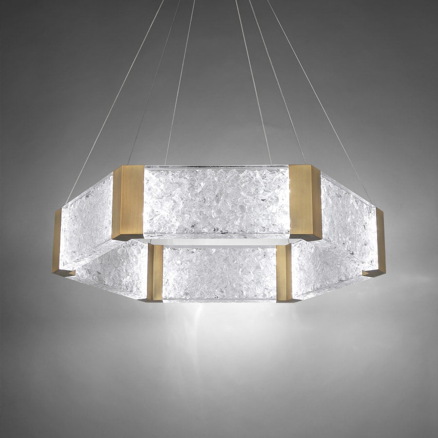 Forever 34" Wide LED Suspended Drum Chandelier with K5 Crystal Shades