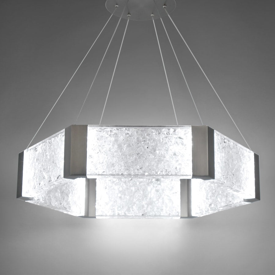 Forever 34" Wide LED Suspended Drum Chandelier with K5 Crystal Shades