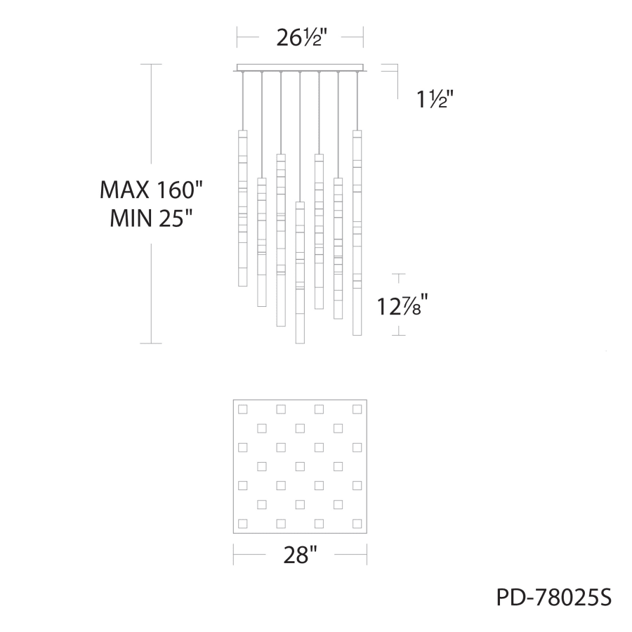 Minx 25 Light 28" Wide LED Crystal Multi Light Pendant