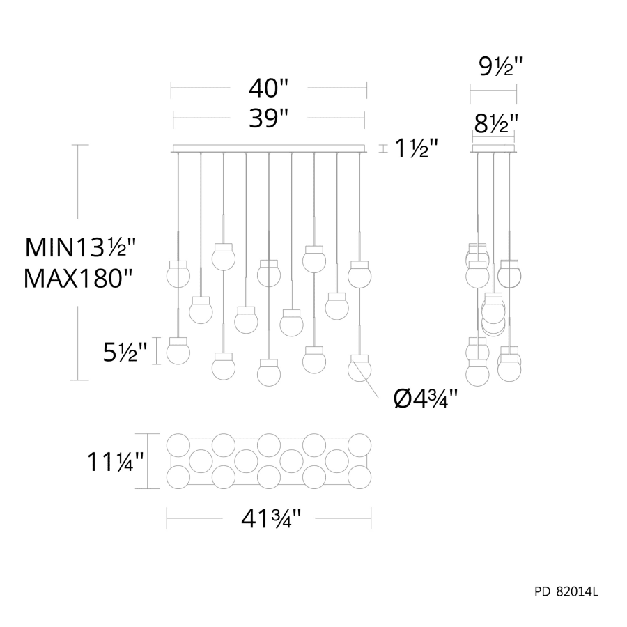 Double Bubble 14 Light 10" Wide LED Suspension Multi Light Pendant