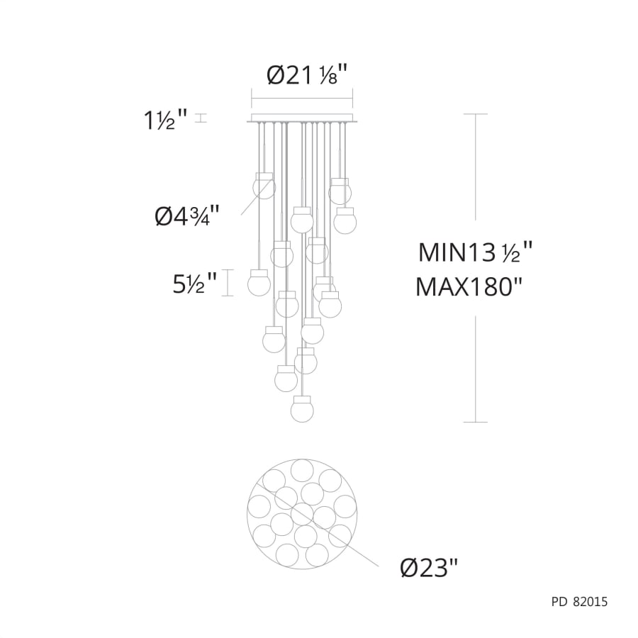 Double Bubble 15 Light 23" Wide LED Suspension Multi Light Pendant