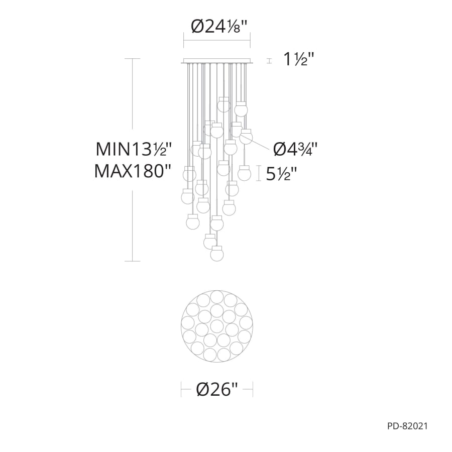 Double Bubble 21 Light 26" Wide LED Suspension Multi Light Pendant