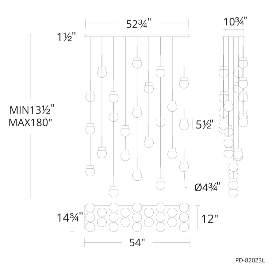 Double Bubble 23 Light 14" Wide LED Suspension Multi Light Pendant