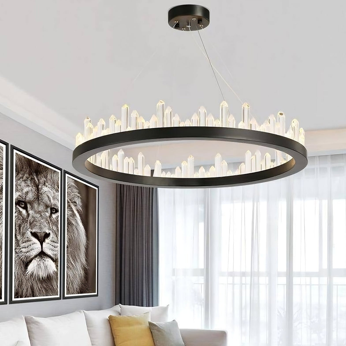 Villa Collection Crystal Wheel Chandelier