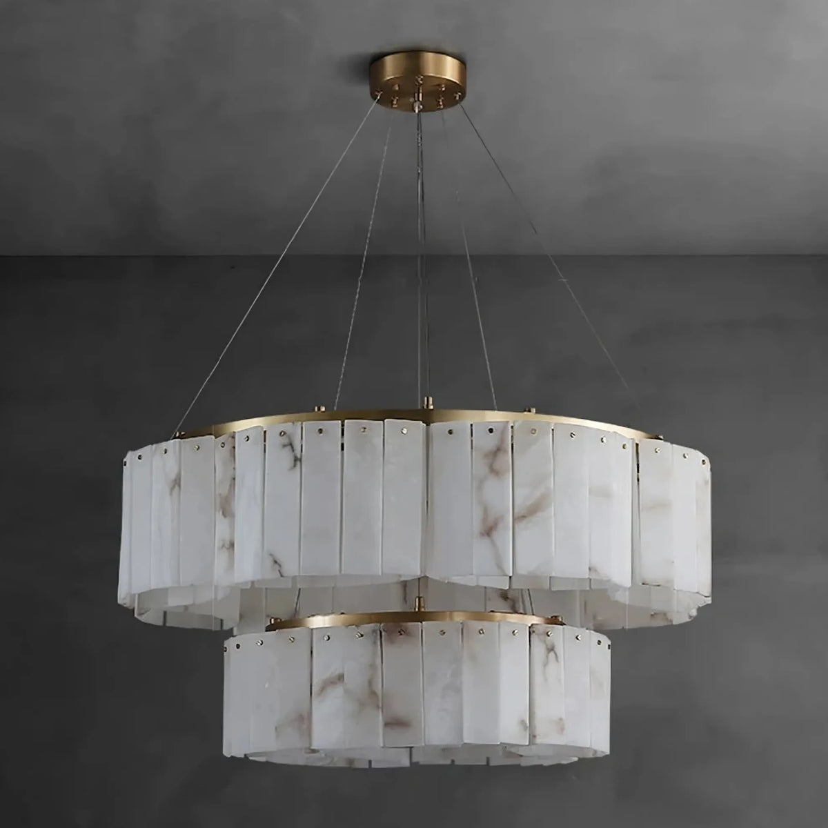2-Tier Natural Marble Modern Chandelier