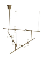 ModernRail Chandelier, 12-Light, 3-Tier, LED, Aged Brass, Frosted Glass, 48"W (700MDCHCRR 70DR3L4)
