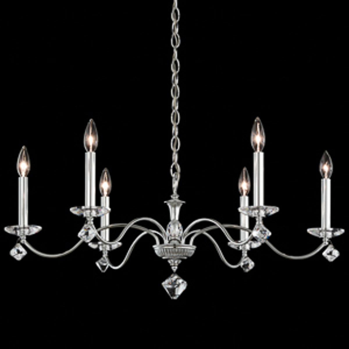 Modique Chandelier, 6-Light, Polished Silver, Clear Heritage Crystal, 32"W (MD1006N-40H 1J00DJ)