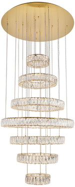 Monroe 34" Wide Gold and Crystal 7-Tier LED Chandelier