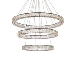 Monroe 40 1/2"W Black and Crystal Triple Ring LED Chandelier