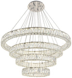 Monroe 42" Wide Chrome and Crystal 4-Tier LED Chandelier
