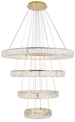 Monroe 42" Wide Gold and Crystal 4-Tier LED Chandelier
