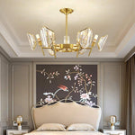 Brass Ring Frame Crystal Chandelier -Gold Metal, Crystal Accents Pendant Lights