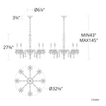 Napoli 27.4"H x 32.6"W 8-Lt Crystal Chandelier in Hrlm Gold