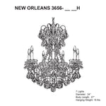 New Orleans 27"H x 24"W 7-Light Crystal Chandelier in Heirloom Br
