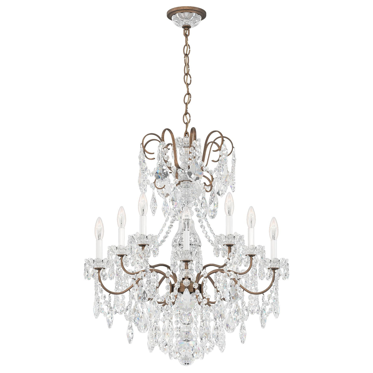 New Orleans 31"H x 28"W 10-Light Crystal Chandelier in Etruscan G