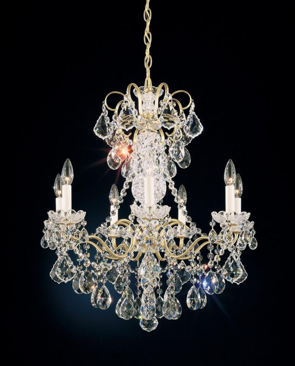 New Orleans Chandelier, 7-Light, Black Pearl, Clear Heritage Crystal, 24"W (3656-49H 1E4YC)